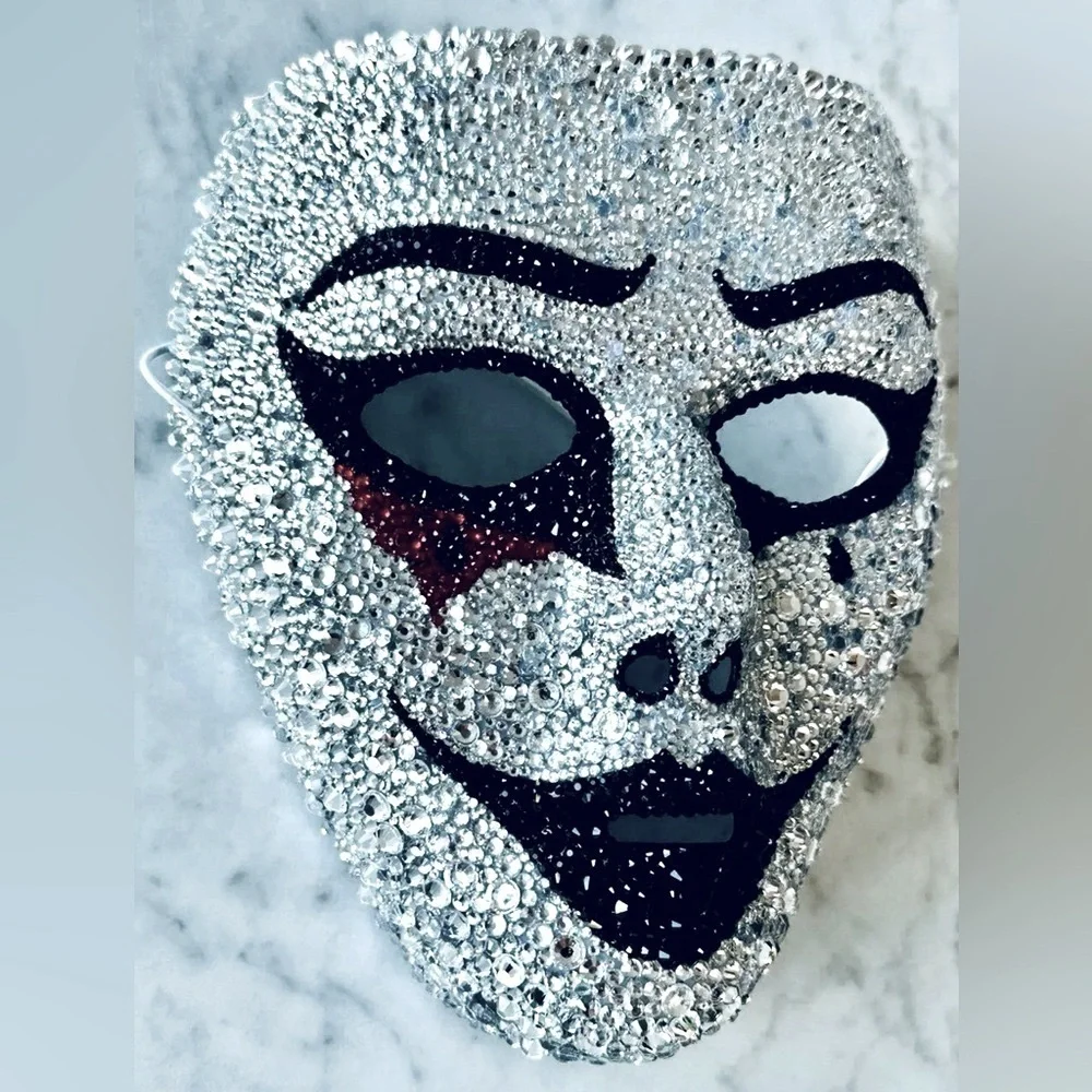 🆑Rhinestone Bedazzled Masquerade Bling Face Mask For Halloween,Mardi Grass &More